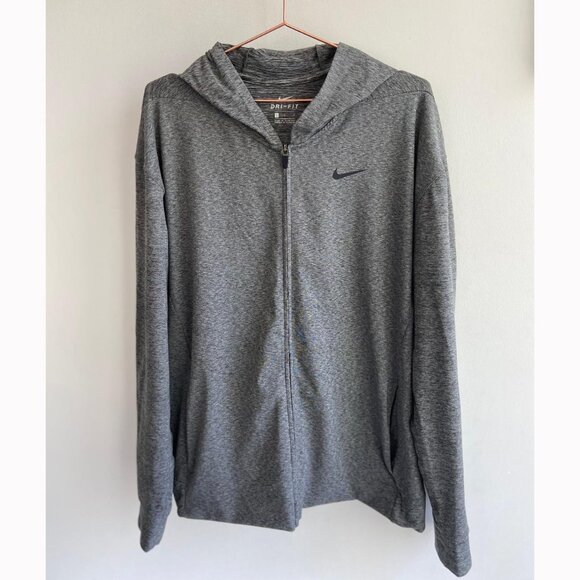 🆕 Nike Men's Heather Grey/Black Full-Zip Dri-Fit Training Hoodie - Picture 7 of 14